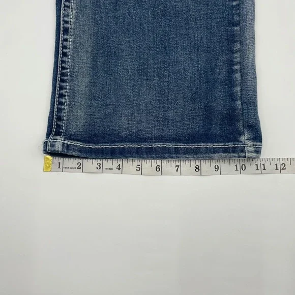 TELEPATIA Womens Blue Wash Wide Leg Mid Rise Jeans Size 11 30 Embellished Pocket - Picture 5 of 9